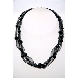 Black Jet & Ribbon Necklace N132
