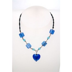 Colbalt Glass Heart Necklace N101