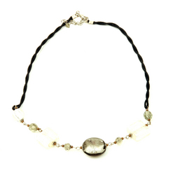 Grey & White Glass Necklace N107