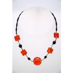 Red Glass Bead Necklace N108