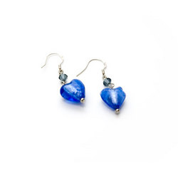 Colbalt Blue Heart Earrings E106