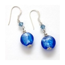 Round Blue Earrings E115