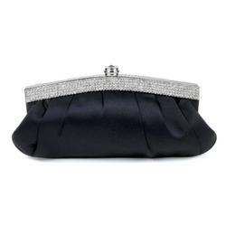 Crystal Black Satin Clutch Bag RB100