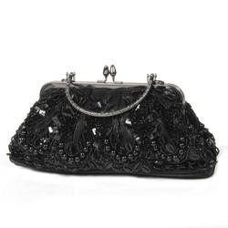 Black Beaded Vintage  Bag RB527
