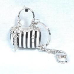 Black & White Striped Keyring K04