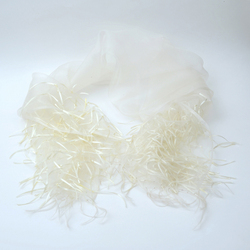 Cream Ribbon Organza Silk Scarf