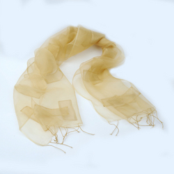 Antique Gold Organza Silk Shawl