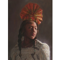 petulah with the fan hat, oil on linin, 2009, 24x18 inch, jonathan gladding&copy;