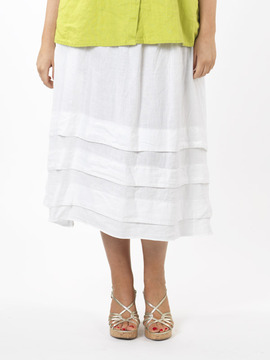 White Linen 3 Tier Gypsy Plus Size Skirt