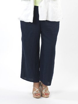 Flax Navy Crop Trousers