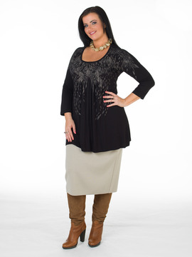 Hops Print Black Plus Size Tunic