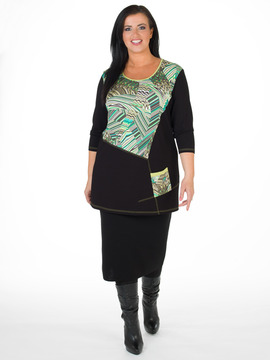 Green And Black Plus Size Tunic
