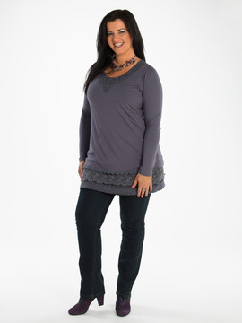 Purple Grey Tunic With Lace Detailing