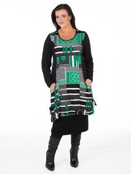 Green Jersey Patterned Tunic Dress