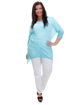 Aqua Batwing Fishnet Hole Top