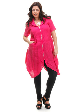 Fuchsia Linen Zip Dress