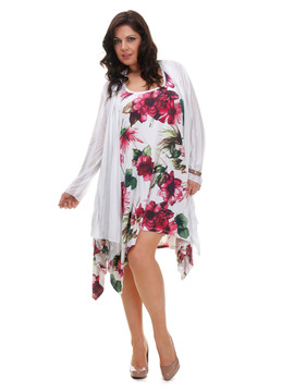 Sleeveless Fuchsia & White Tunic