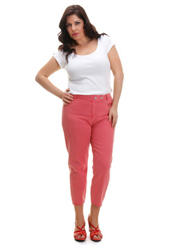 Coral Pink Crop Jeans