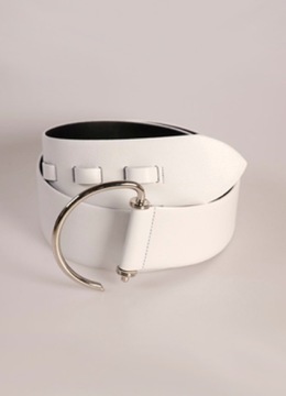 White Leather Hook Belt